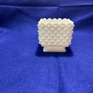 Milk glass hobnail planter